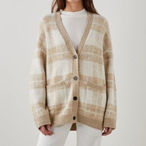NWT Rails Runi Plaid Cardigan Sweater | Women’s XL | Ivory Cozy Wool Knit